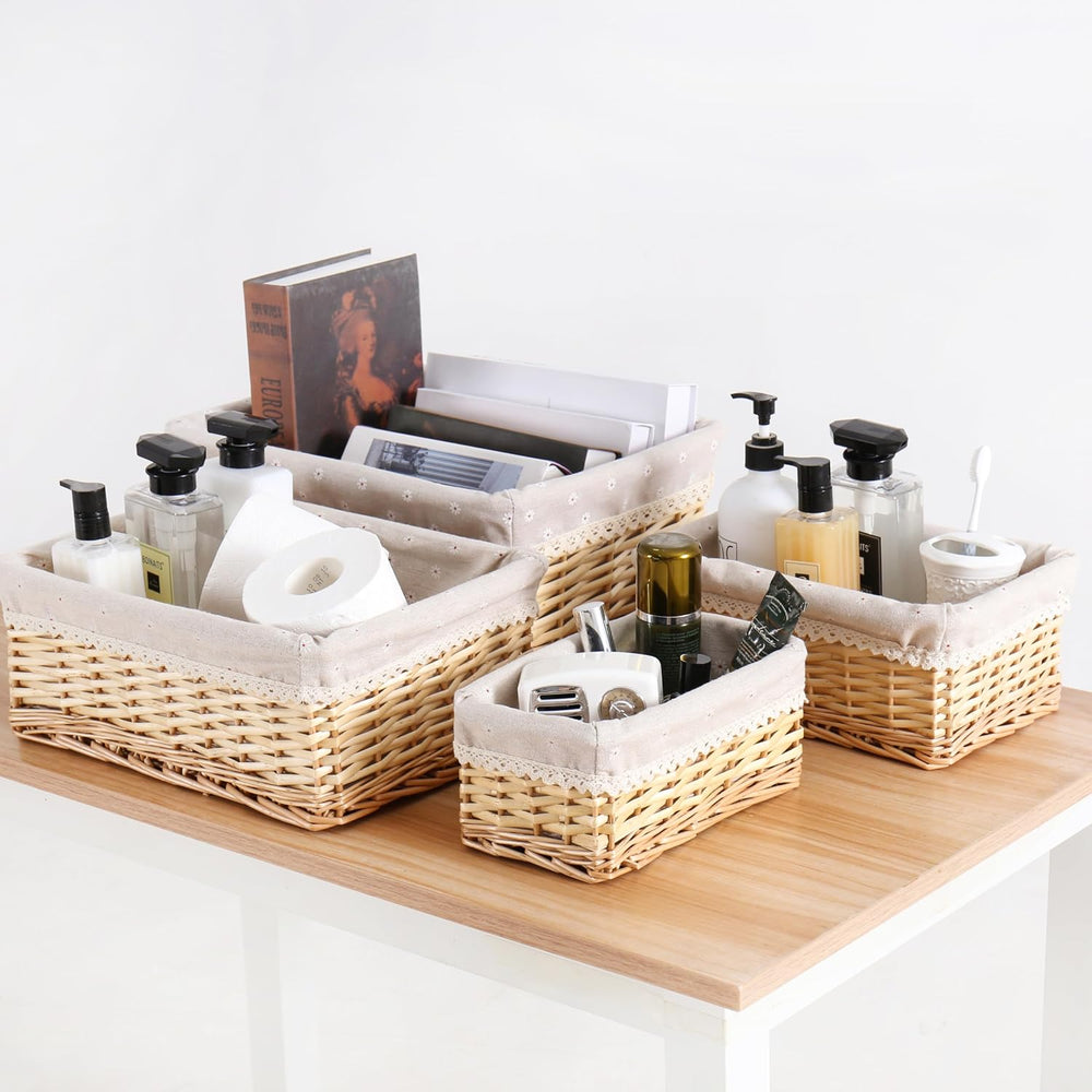 Handcrafted Shelf Basket, Handwoven Wicker Basket, for Storage & Organizi...