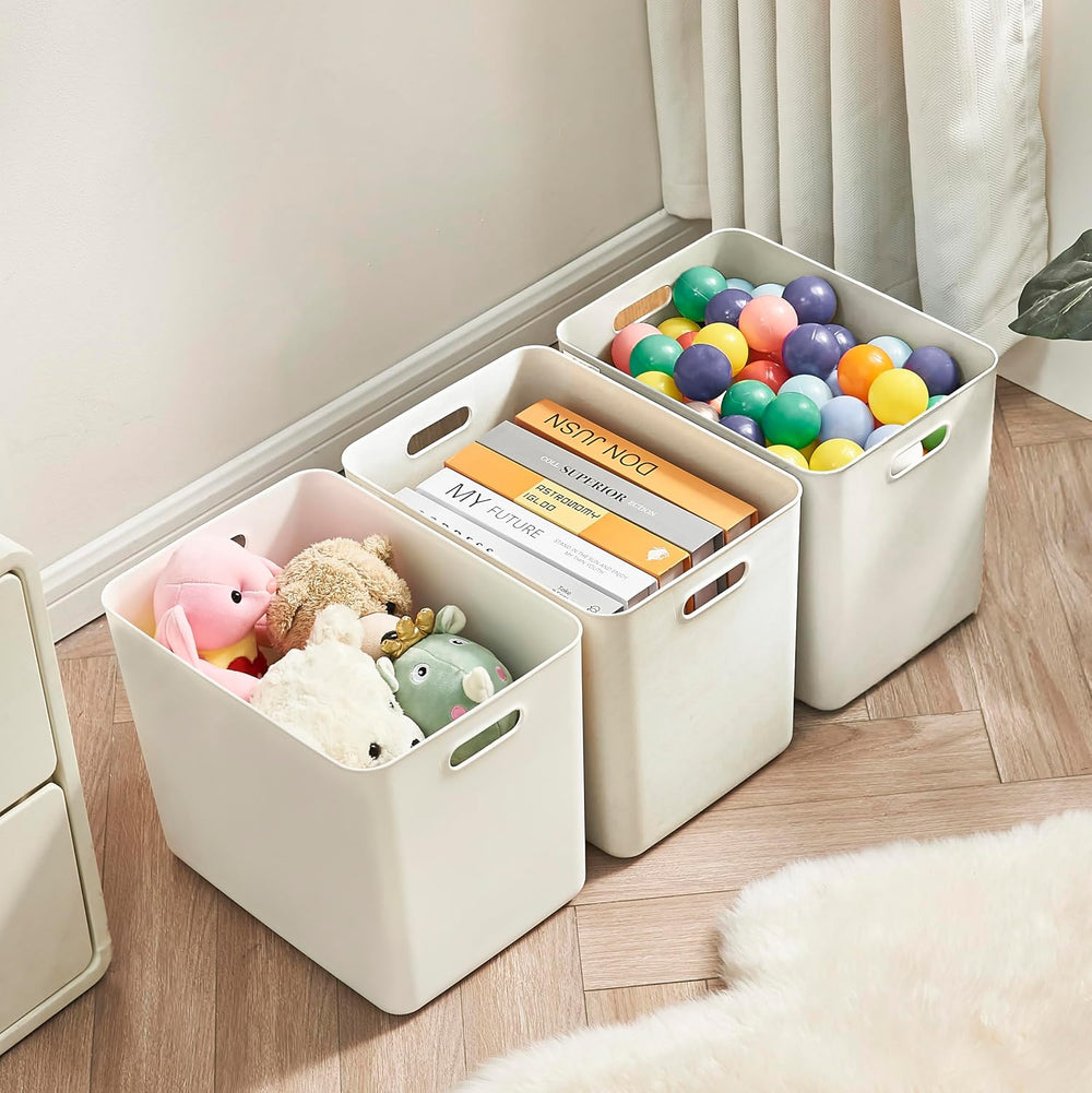 10 pack large plastic Laundry Basket/Hamper with lids and handle，White storag...