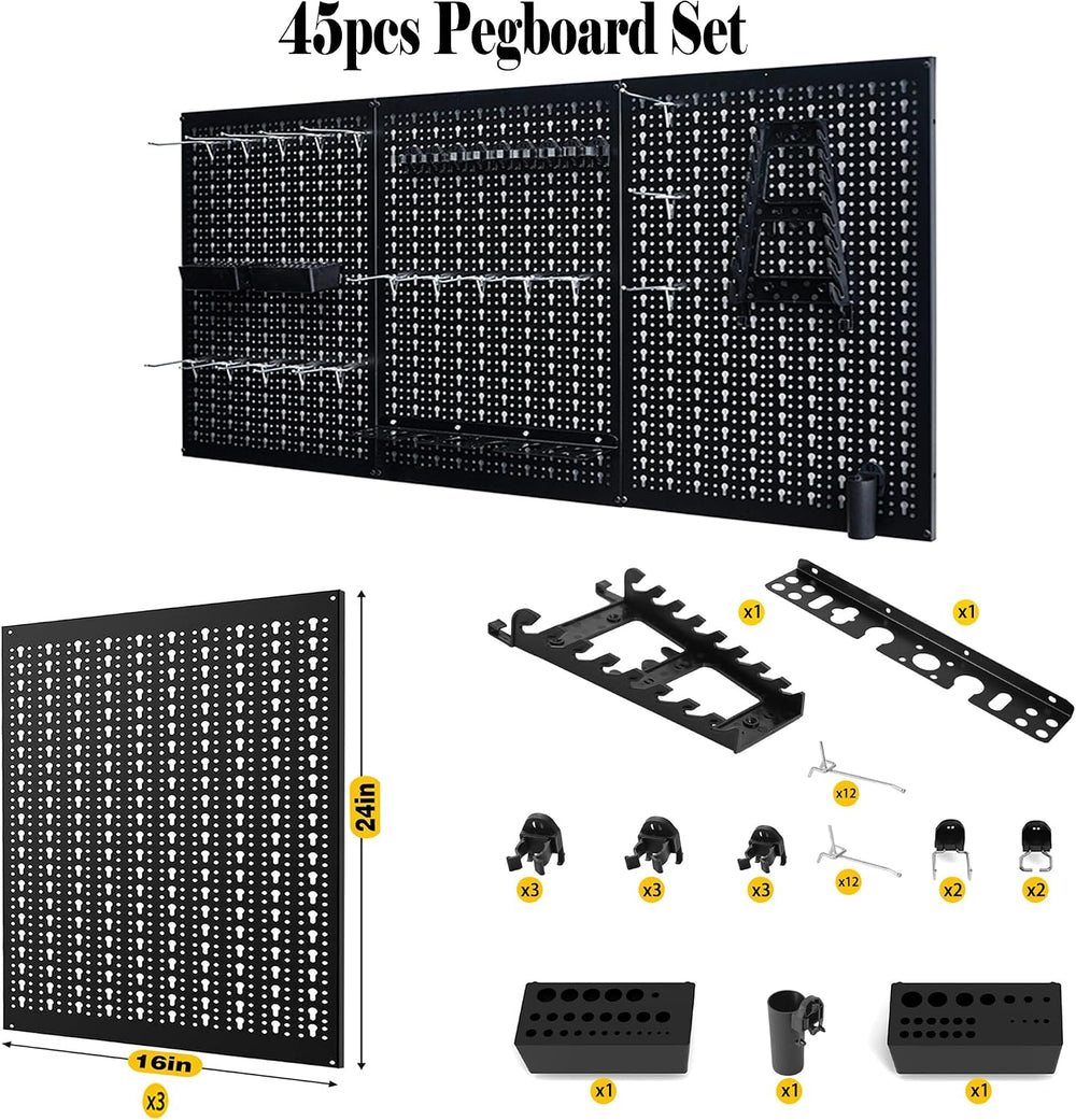 Peg Board Wall Organizer 4 ft. Metal Garage Wall Pegboard