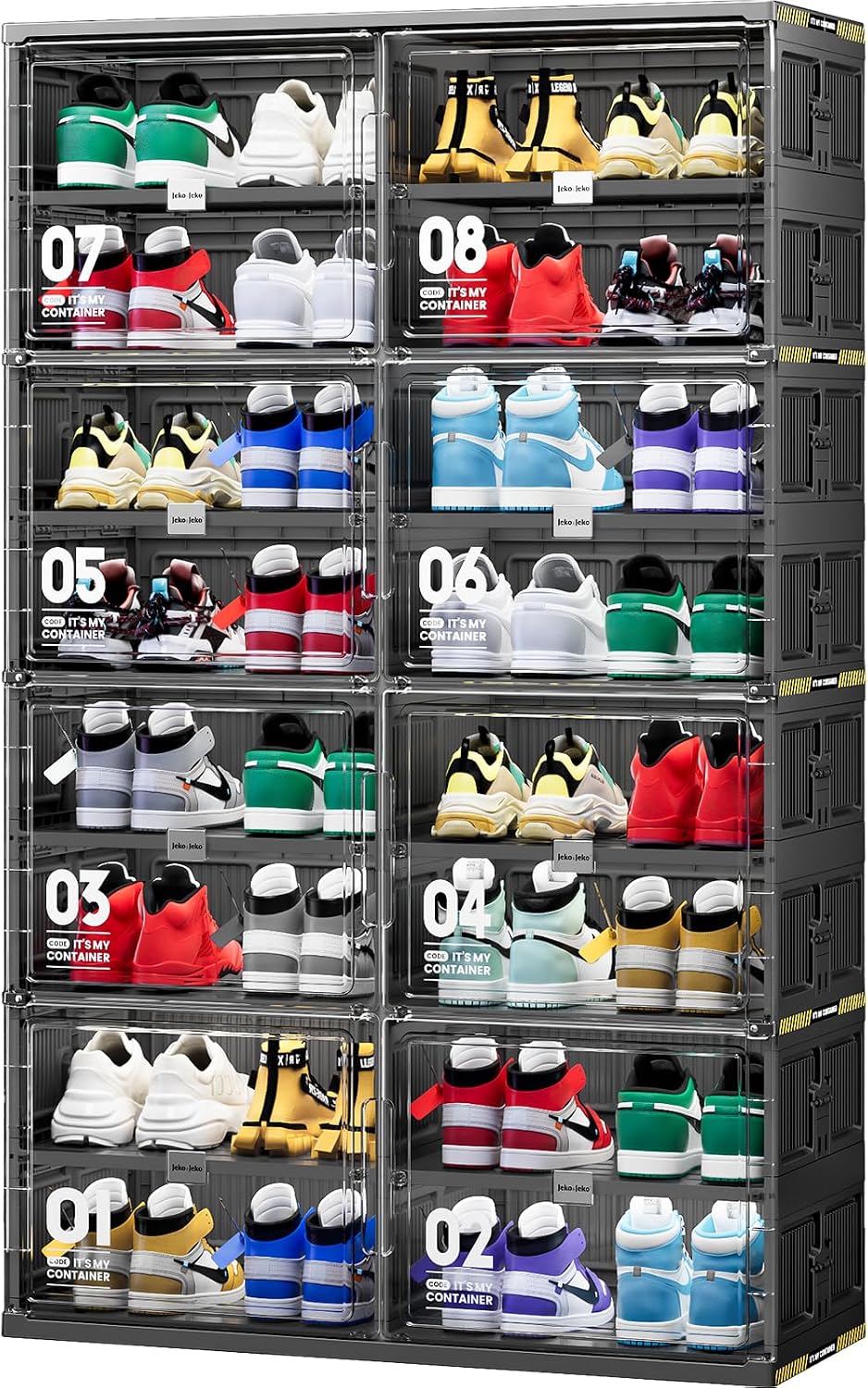 JEKO&JEKO 8-Tier Foldable Shoe Storage Cabinet, Double-Column Large Shoe ...
