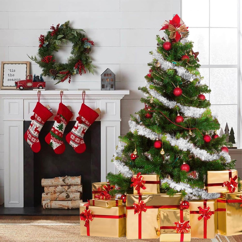 150 FT White Tinsel Garland Christmas Holiday Tinsel Garland Halloween New Ye...