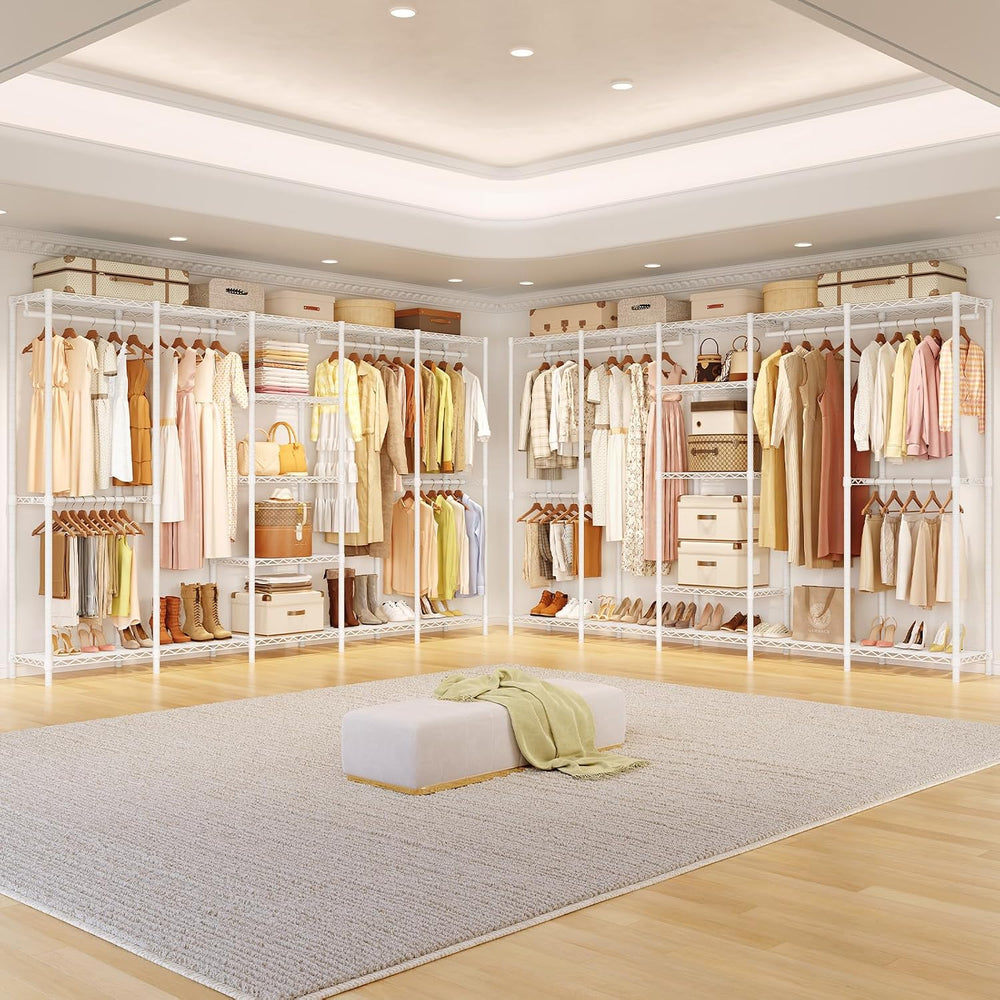 F5 Heavy Duty Clothes Rack Freestanding Modular Closet System White