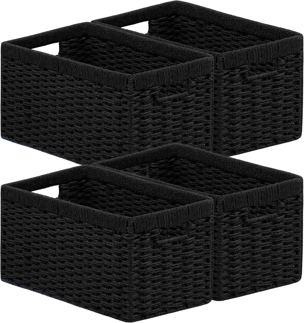UBBCARE 4 Pack Wicker Basket, 13.4L×8.3H×7.1W inch Woven Paper Rope Storage B...