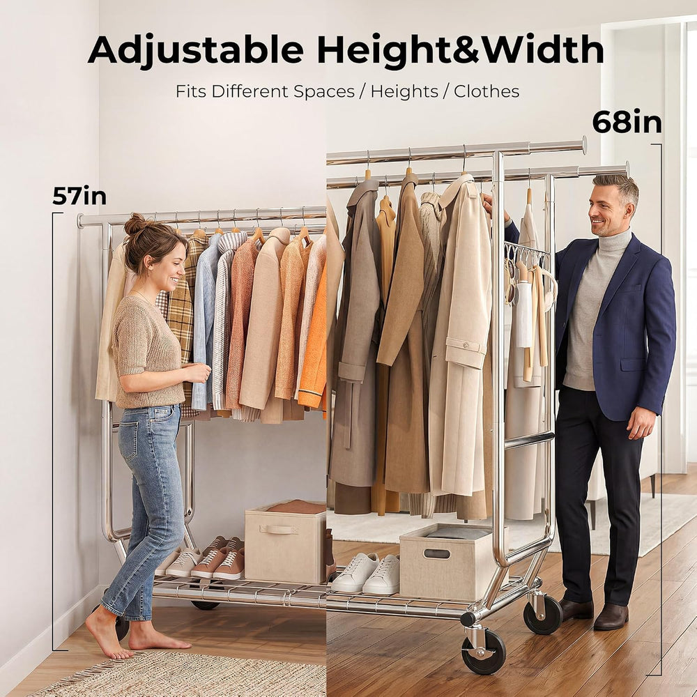 HOKEEPER Clothes Rack Heavy Duty Clothing Rack Load 650 LBS Collapsible Garme...