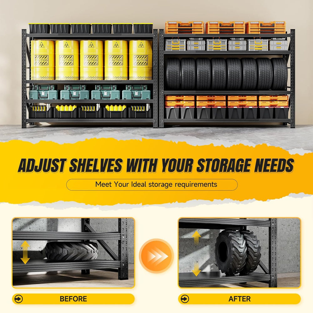 MIIIKO 79" W Garage Storage Shelving Unit,6000LBS Heavy Duty Metal Garag...