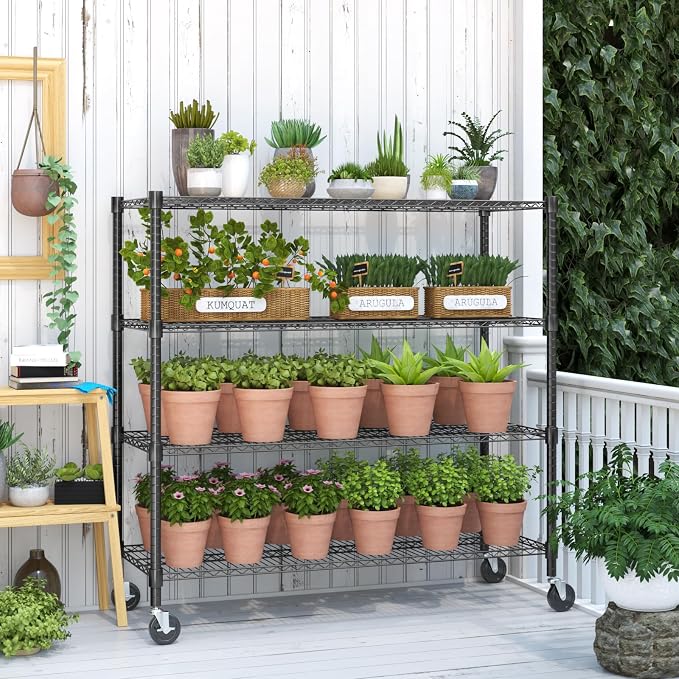 Himimi 72" H Storage Shelves 4 Tier Metal Shelving Adjustable Wire Shelf