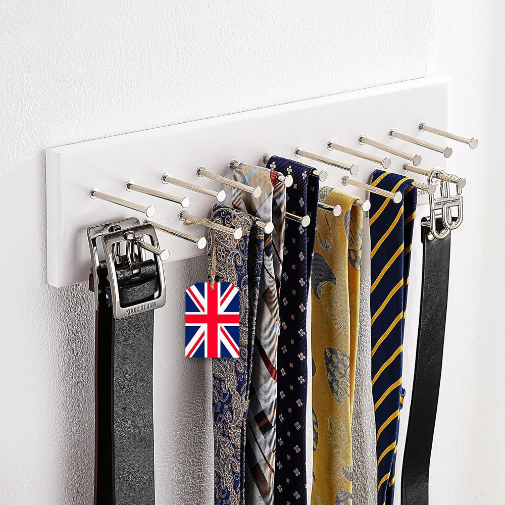 TreeHouse London Tie Rack Organizer – Holds 40 Large Ties – Solid Wood & ...
