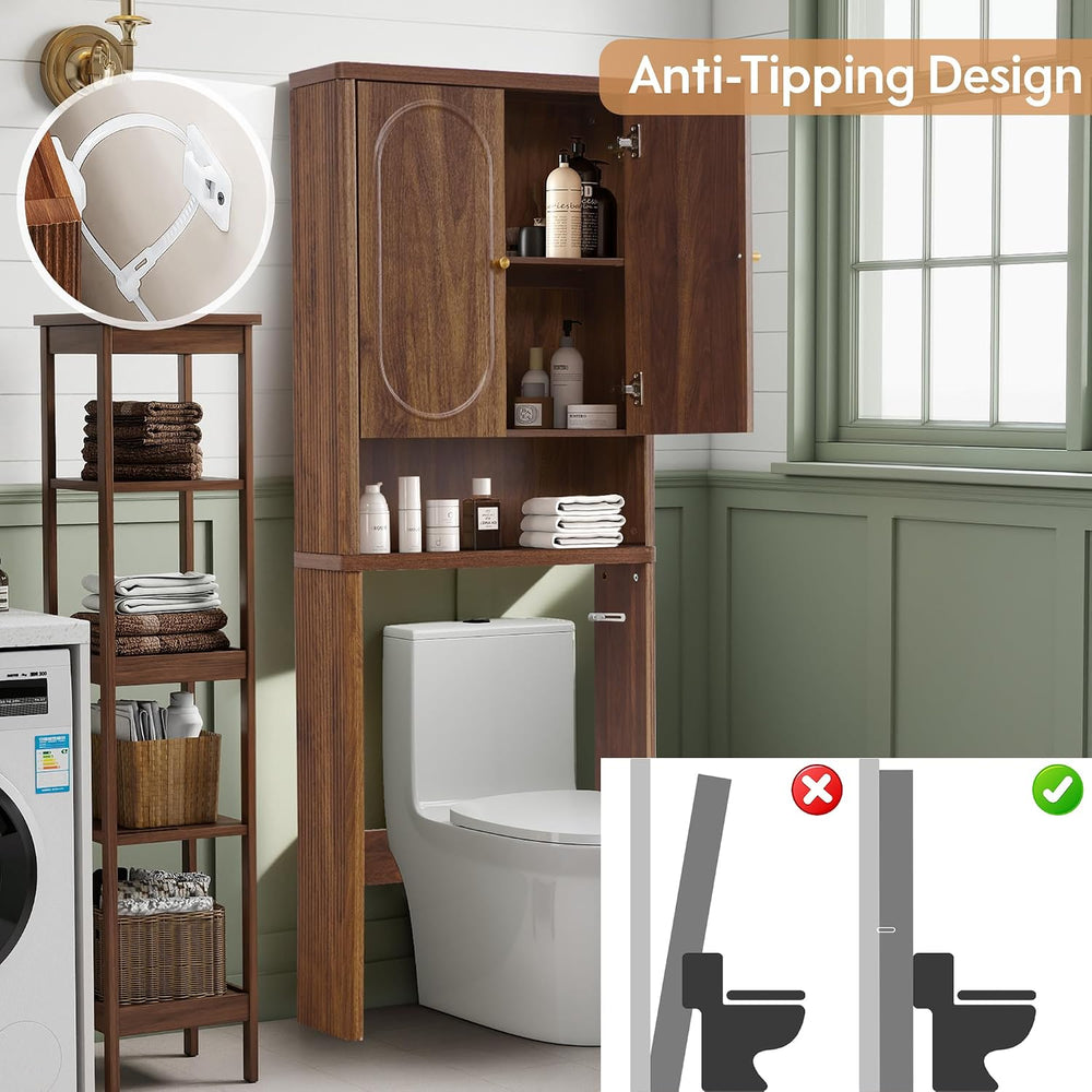 Fluted Over The Toilet Storage Cabinet, Bathroom Toilet Storage Cabinet with ...