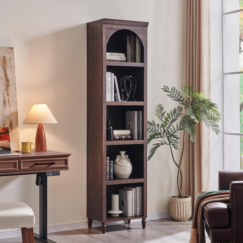 IFBUY 76" Arched Bathroom Storage Cabinet, Narrow Arched Cabinet, Brown