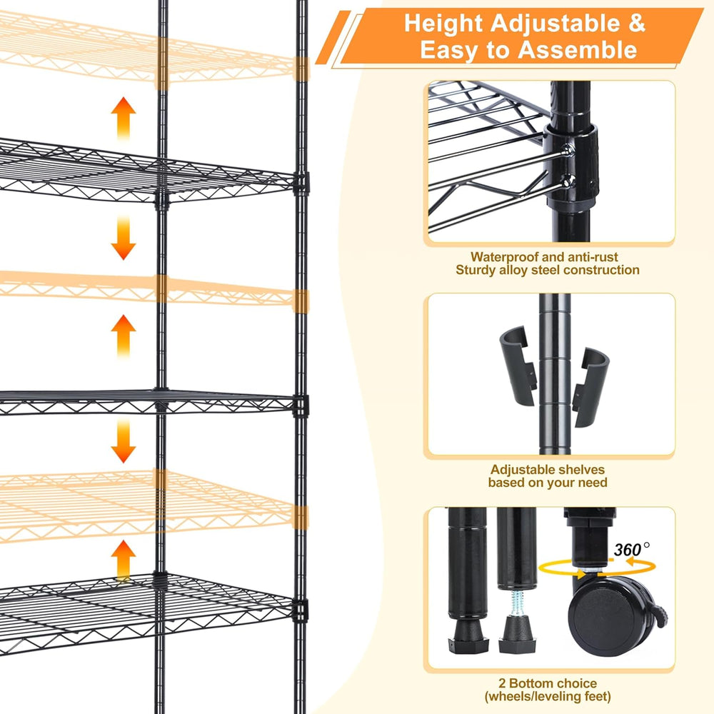 Whitmor 5-Tier Heavy Duty Shelving Unit, Metal Adjustable Storage Shelves, 10...