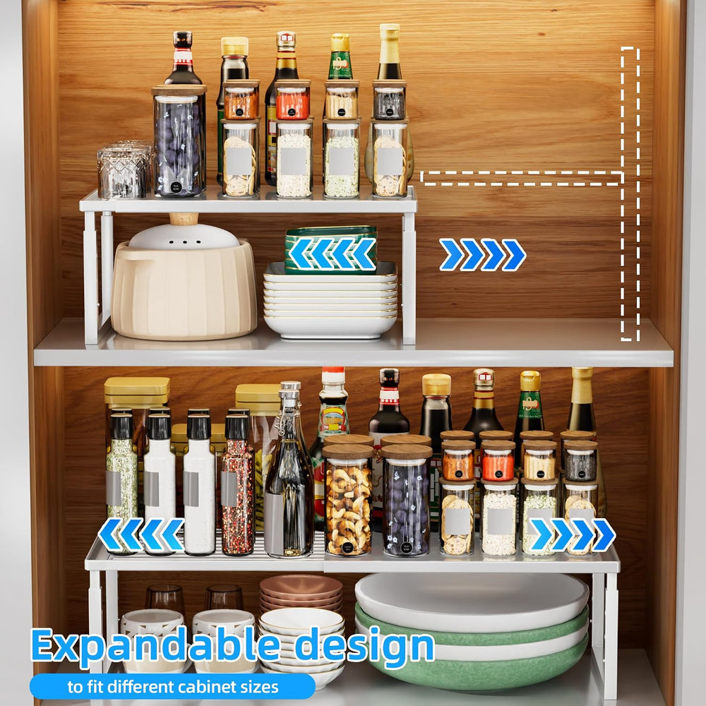 Cabinet Shelves, 4 Pack Stackable Shelves for Pantry Storage