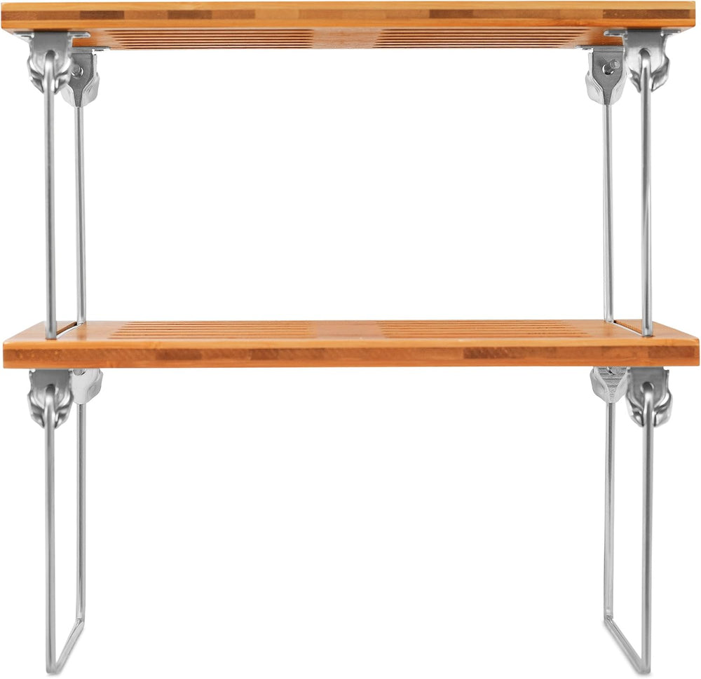 Internet's Best Stacking Utility Shelf, Bamboo 2-Tier Cabinet Organizer, ...