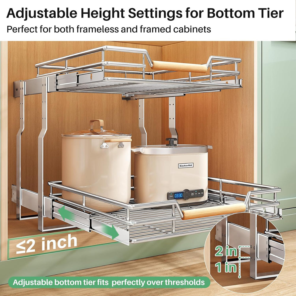 Pull out Cabinet Organizer, 2 Tiers 17"W X 21"D, Heavy Duty Smooth ...
