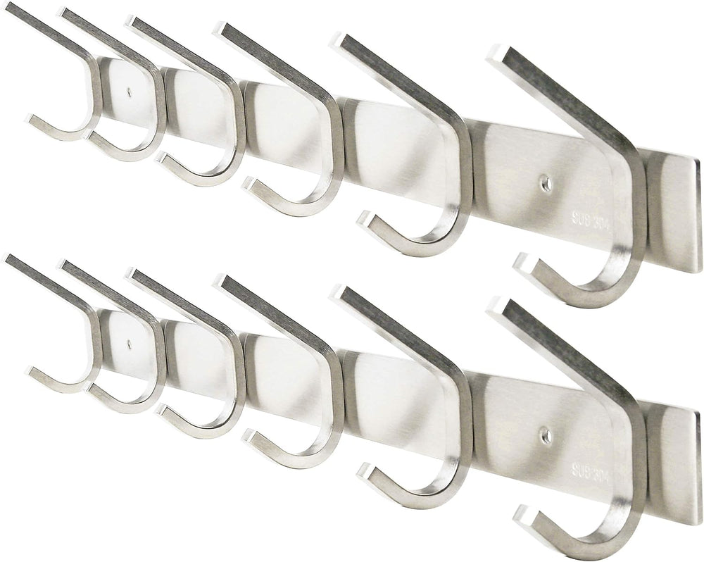 WEBI 2 Packs, Heavy Duty Stainless Steel 304 Hook Rail Coat Rack, Satin Finis...
