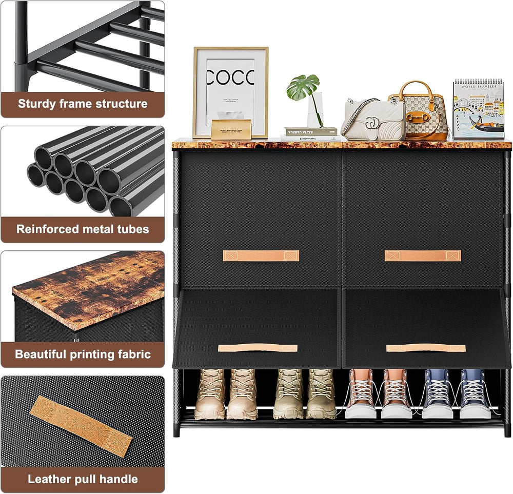 5 Tier Shoe Storage Cabinet with Doors, Sturdy Long Shoe Rack Organizer