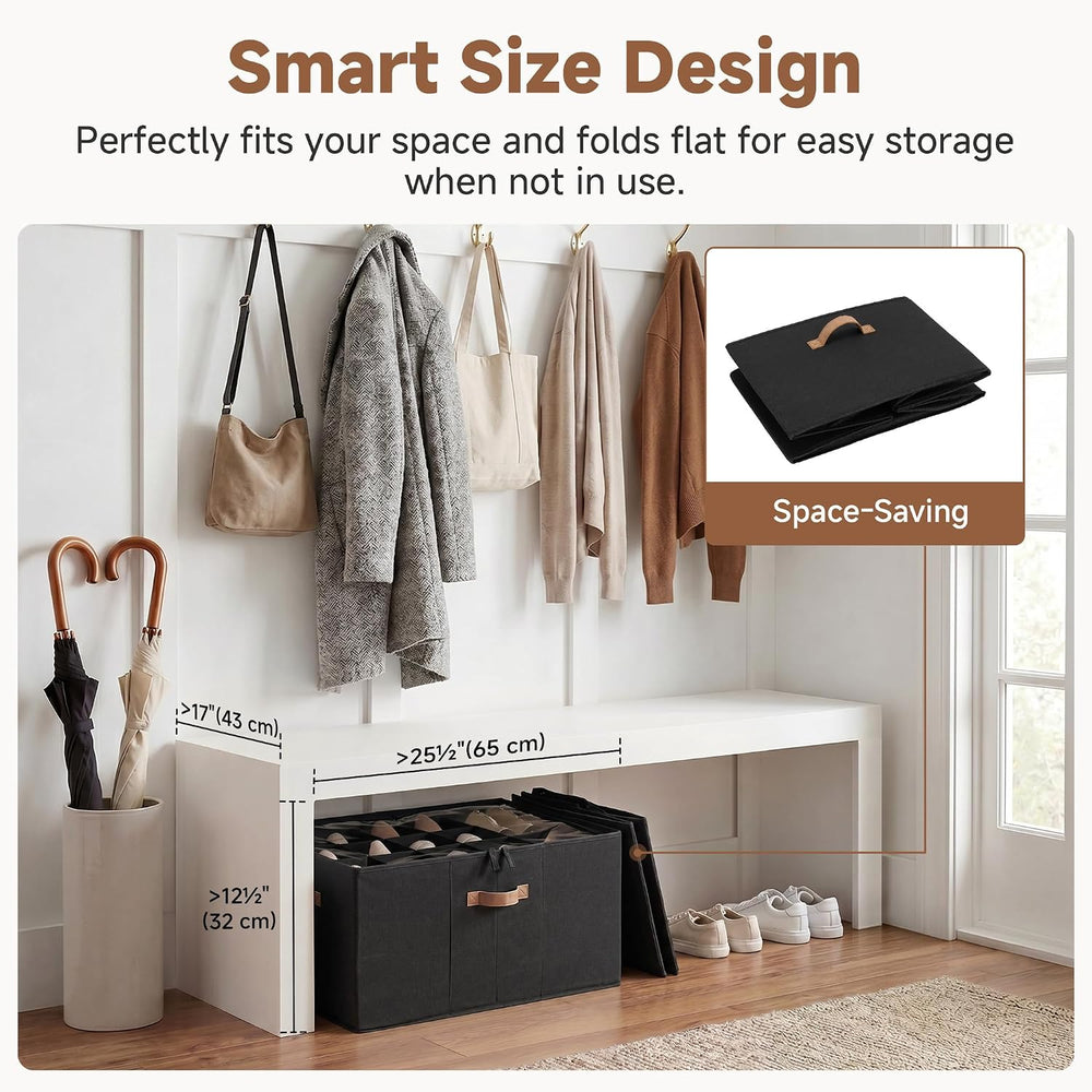 StorageWorks 24-Pair Large Shoe Organizer Box, Adjustable Dividers, Black