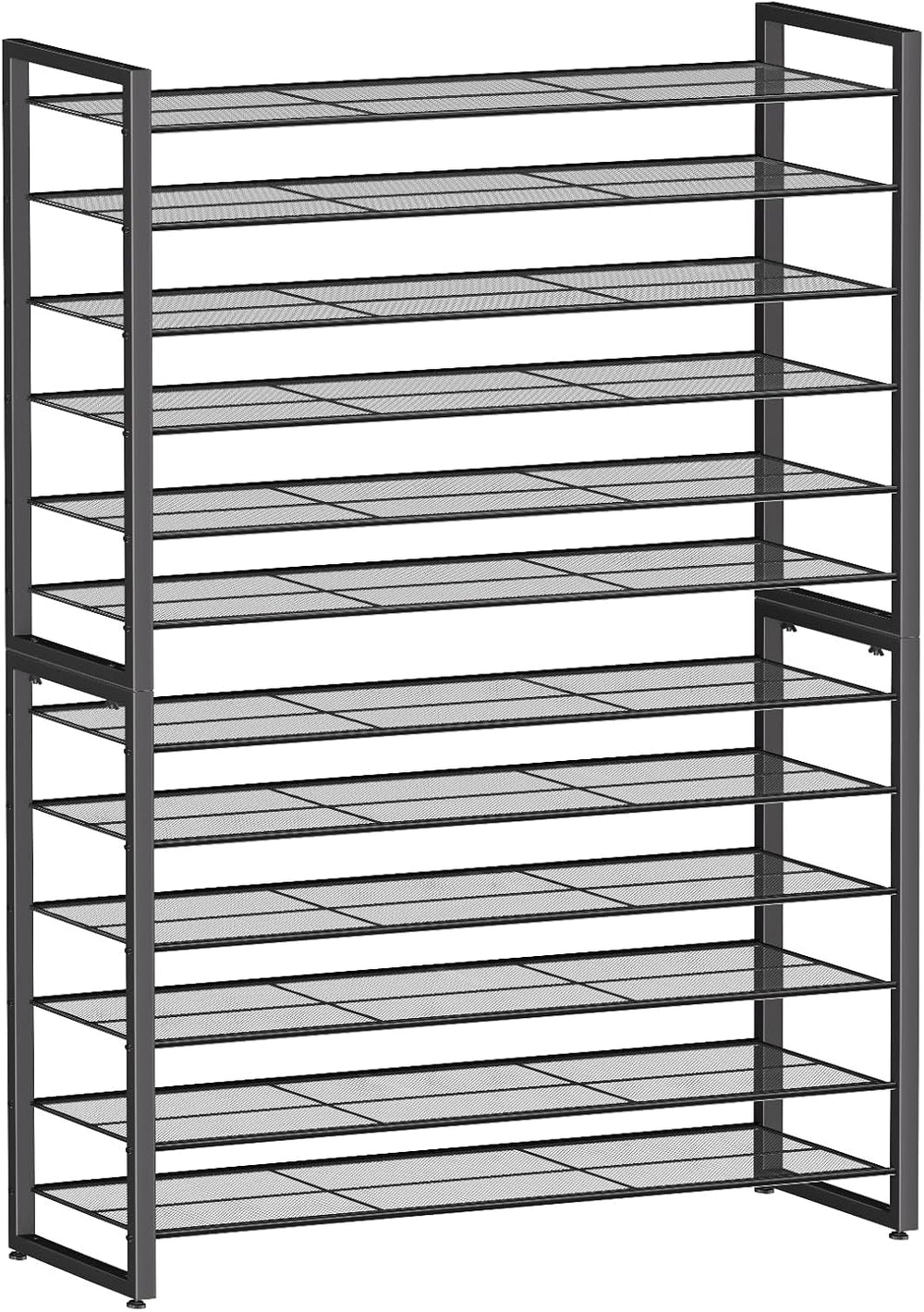 Simple Trending 12 Tier Shoe Rack, Sturdy Tall Shoe Organizer, Black