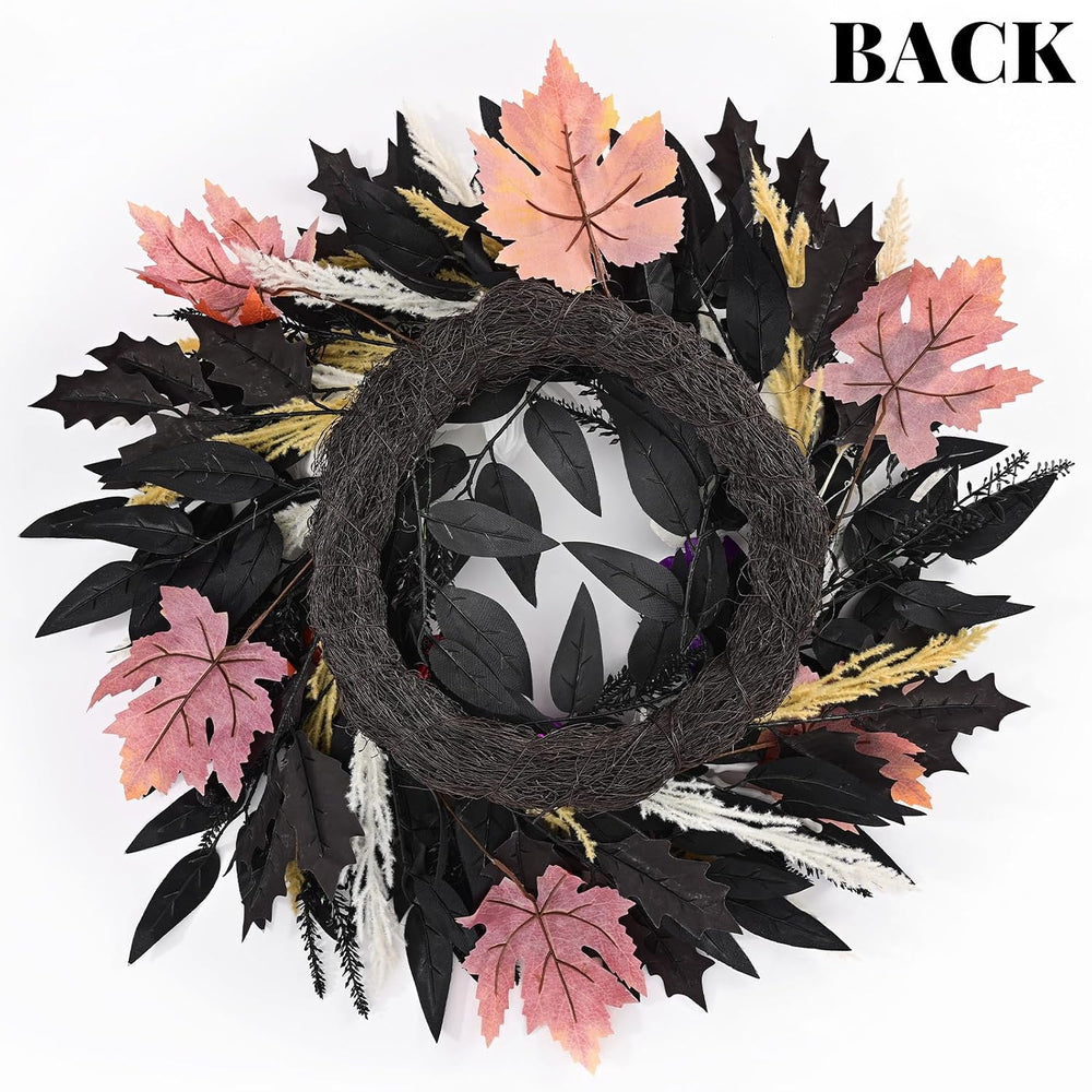 Waipfaru 2Pcs 24 Inch Halloween Wreath for Front Door Halloween Door Wreath