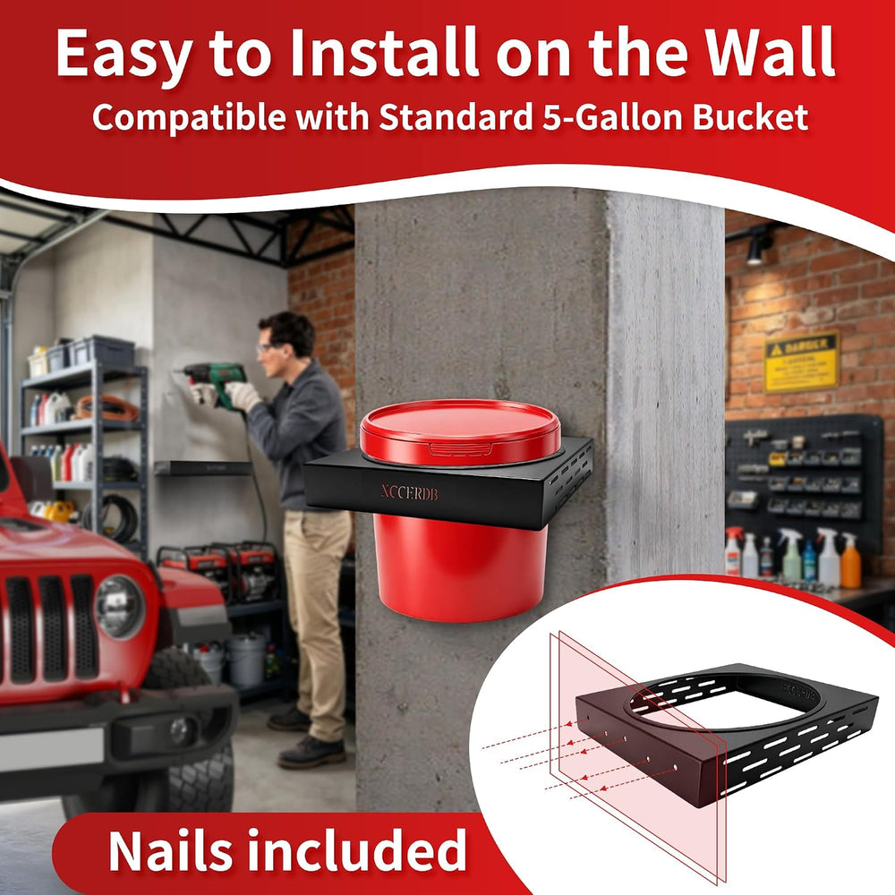 5 Gallon Bucket Holder with Rubber Shock Protection, 11.4" ID