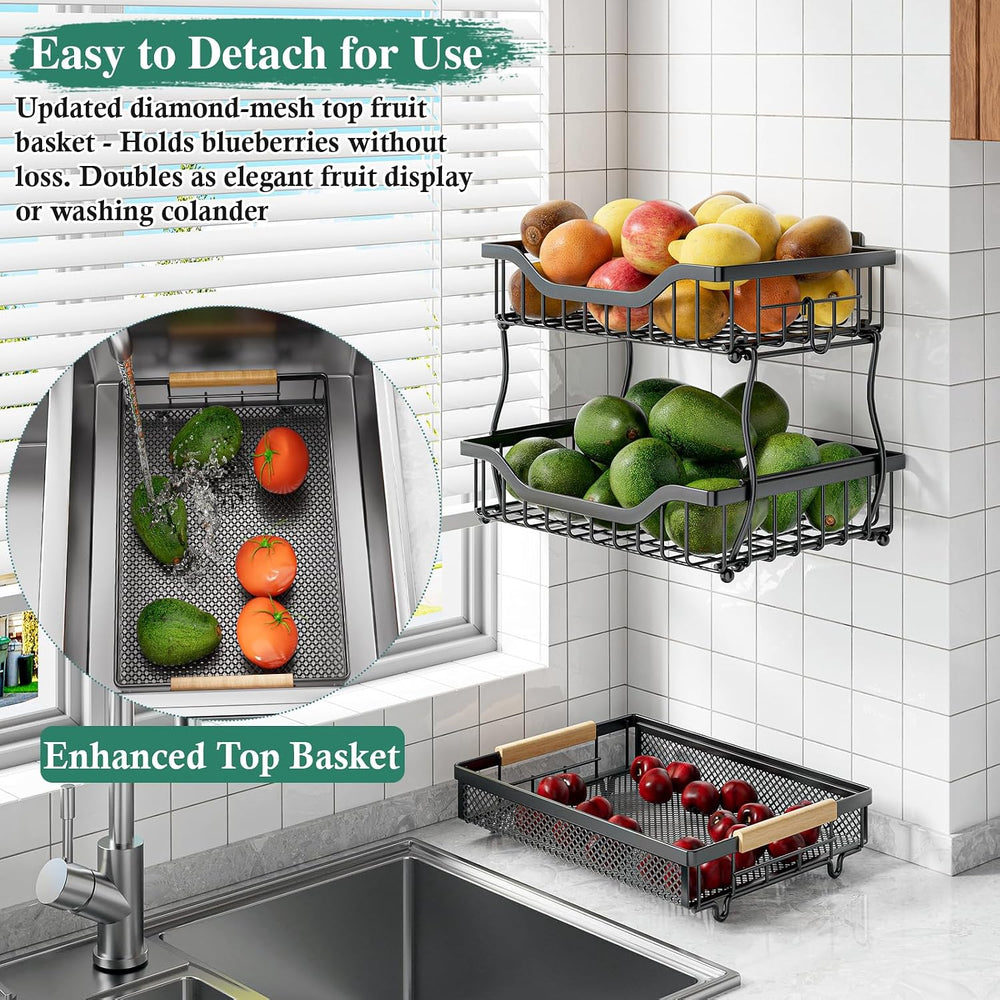 3-Tier Fruit Basket Fits Under Standard Upper Cabinet, 17.2" H
