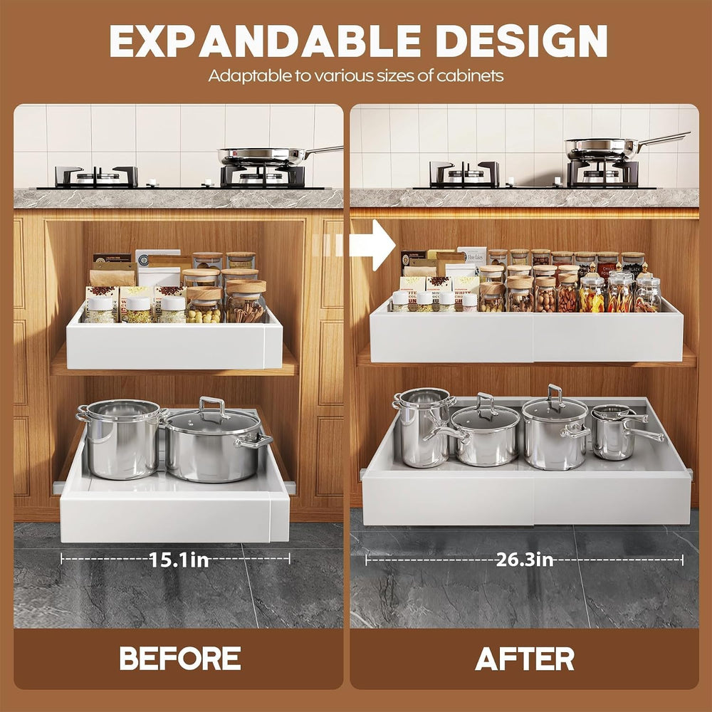 2 Pack Pull Out Cabinet Organizer for Wide Cabinets,Expandable 15.1"-26....