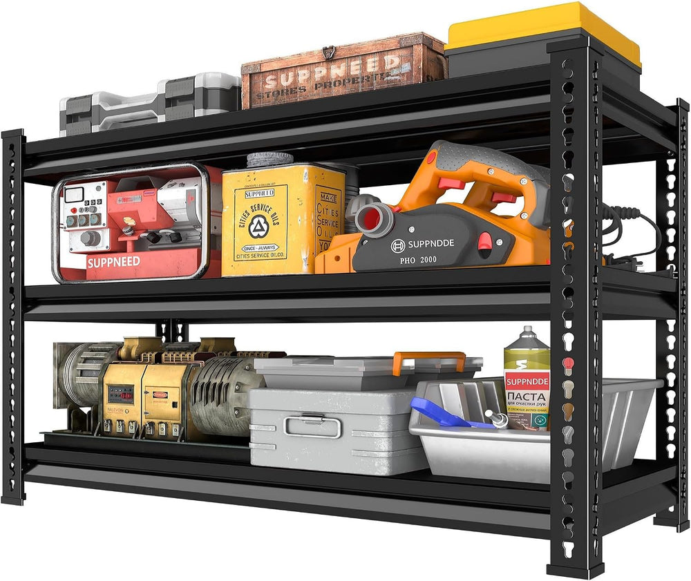 Storage Garage Shelving Units: 47.2" W x 15.7" D x 39" H Black
