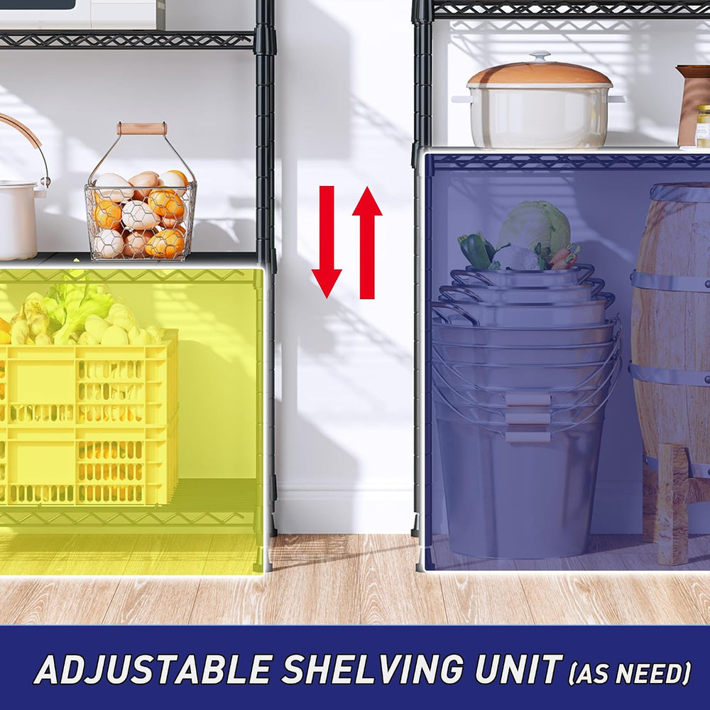 5 Tier Wire Shelving, 1010LBS Pantry Shelves Storage Shelves Adjustable Metal...