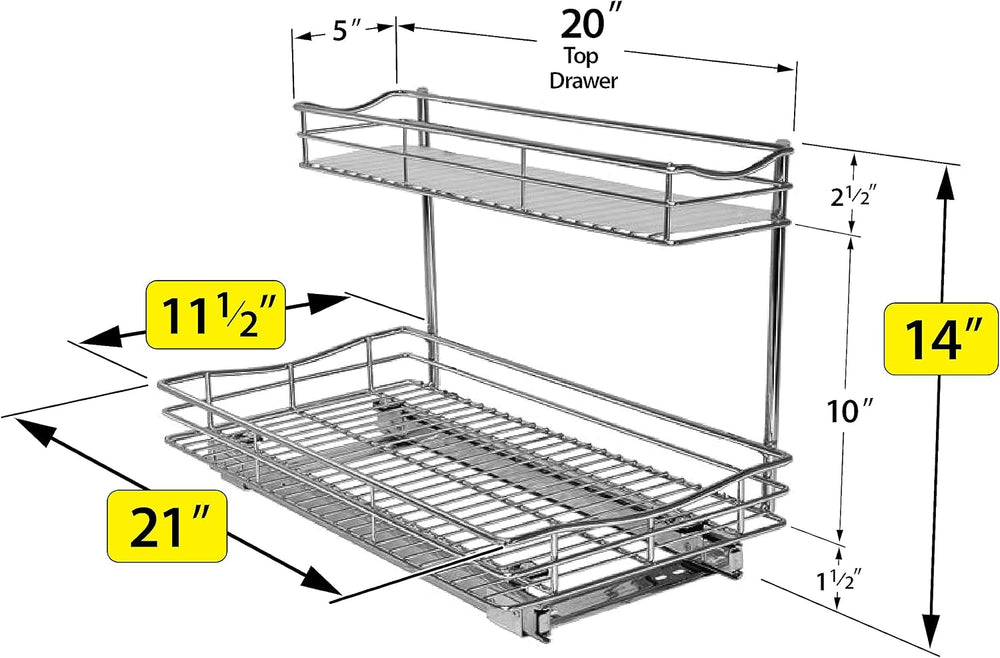 LYNK PROFESSIONAL® Pull Out Under Sink Kitchen Cabinet Organizer - 11.5 in. x...