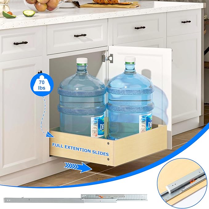 WelFurGeer Soft Close Pull Out Cabinet Organizer, Smooth Slide-Out Shelf