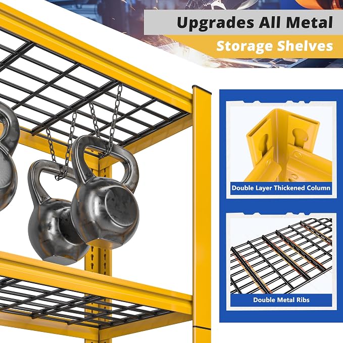 REIBII 72''H Garage Shelving 3010 LBS Storage Shelves Adjustable Meta...