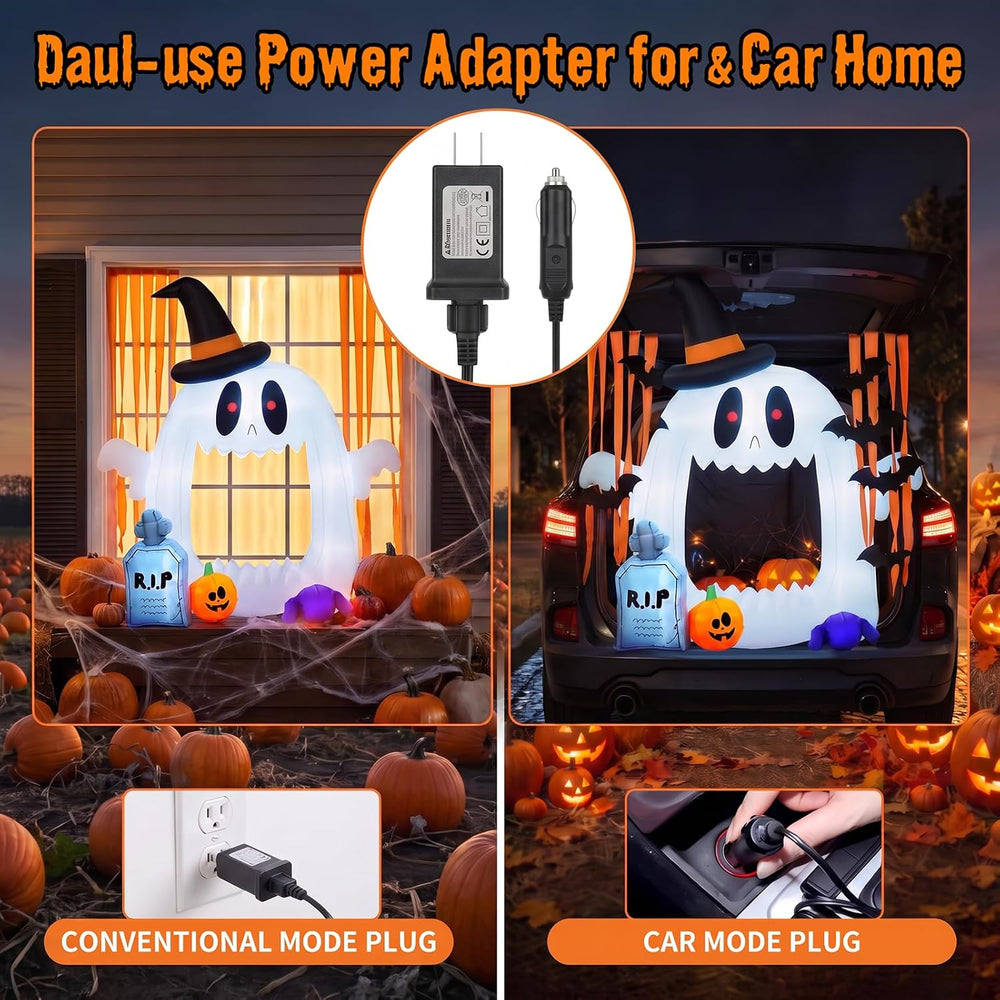 Halloween Trunk or Treat Inflatables 4 FT Outdoor Cute Ghost Car Decoration w...