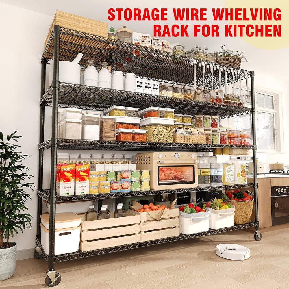 5-Tier Tall Steel Garage Shelving with Wheels