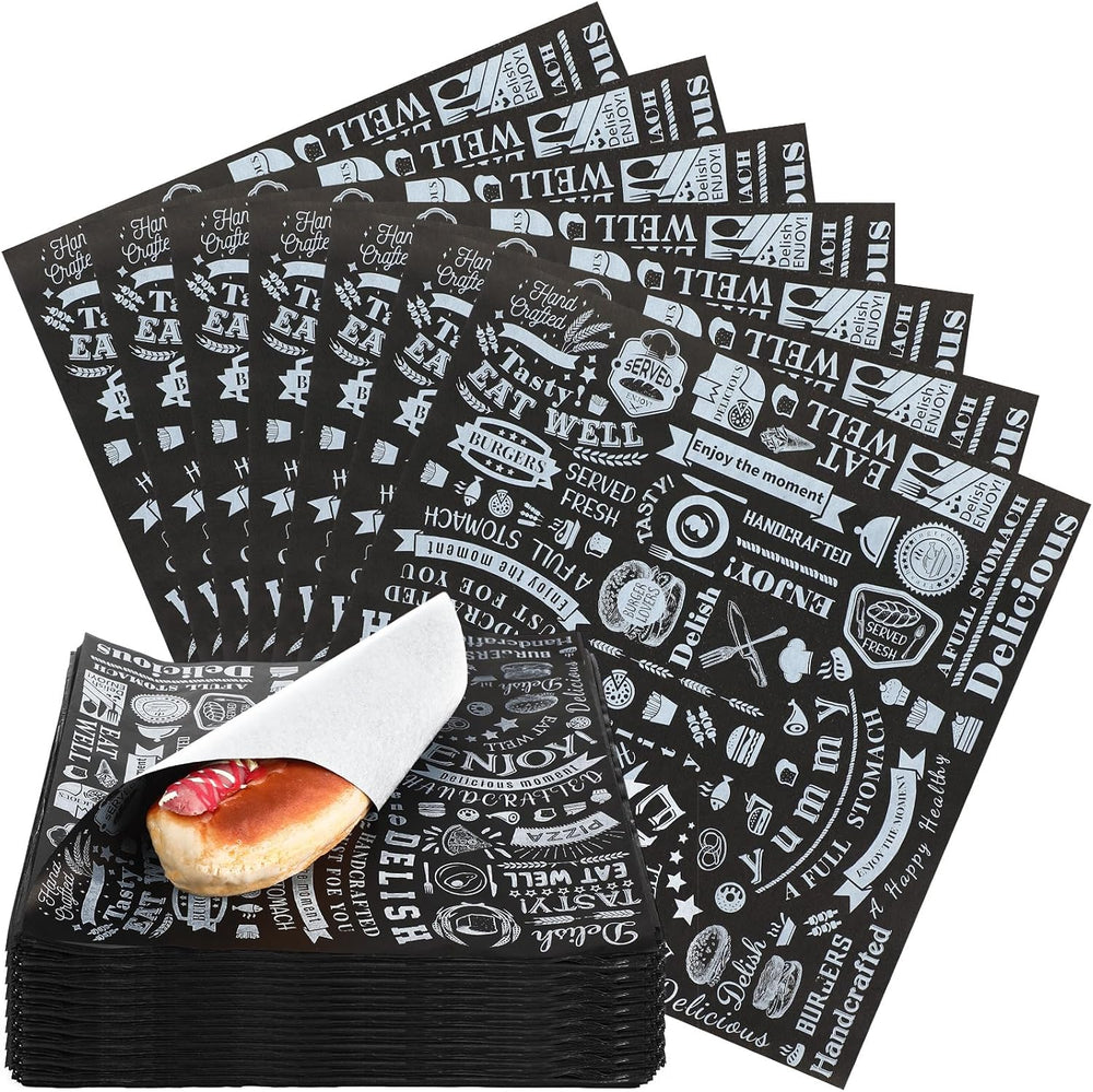 Outus 600 Pcs 10 x 10 Inch Deli Wax Paper Sheets, Black