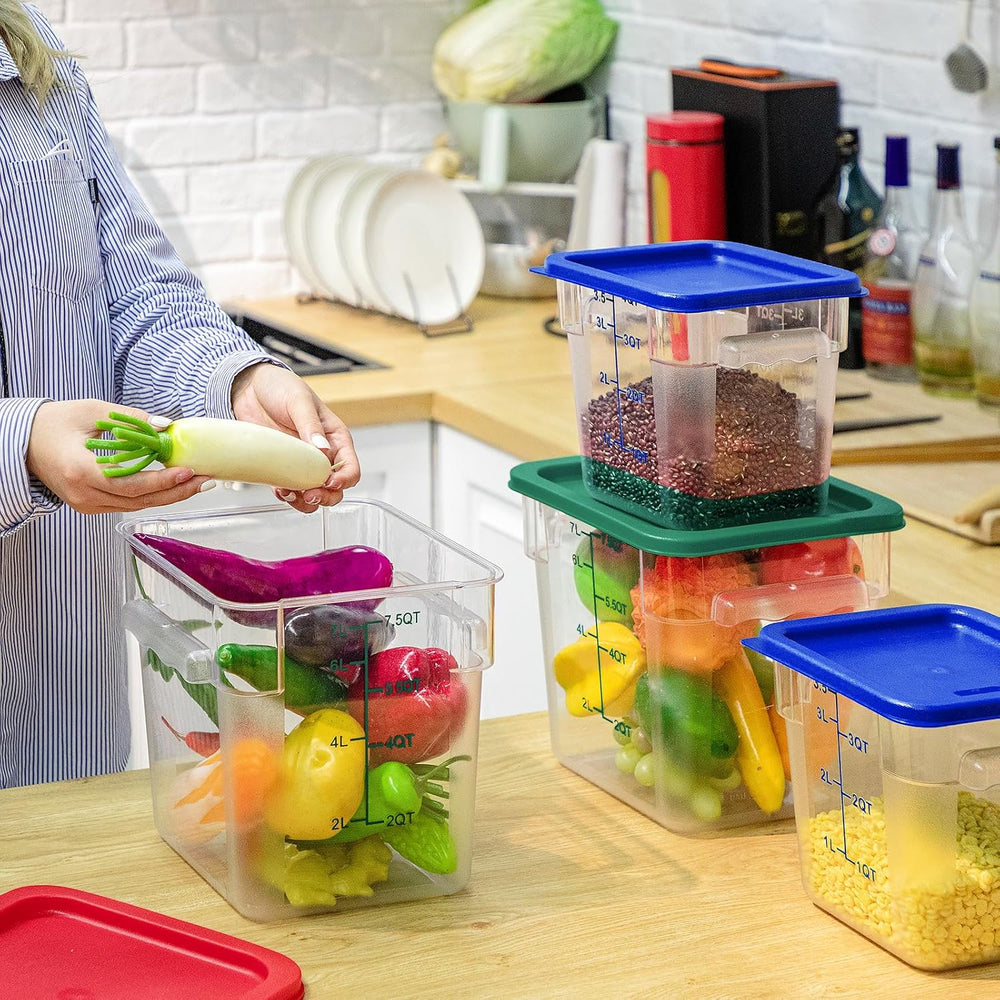 Lallisa 4 Pcs 8qt & 4qt Clear Food Storage Containers with Lids Handles a...