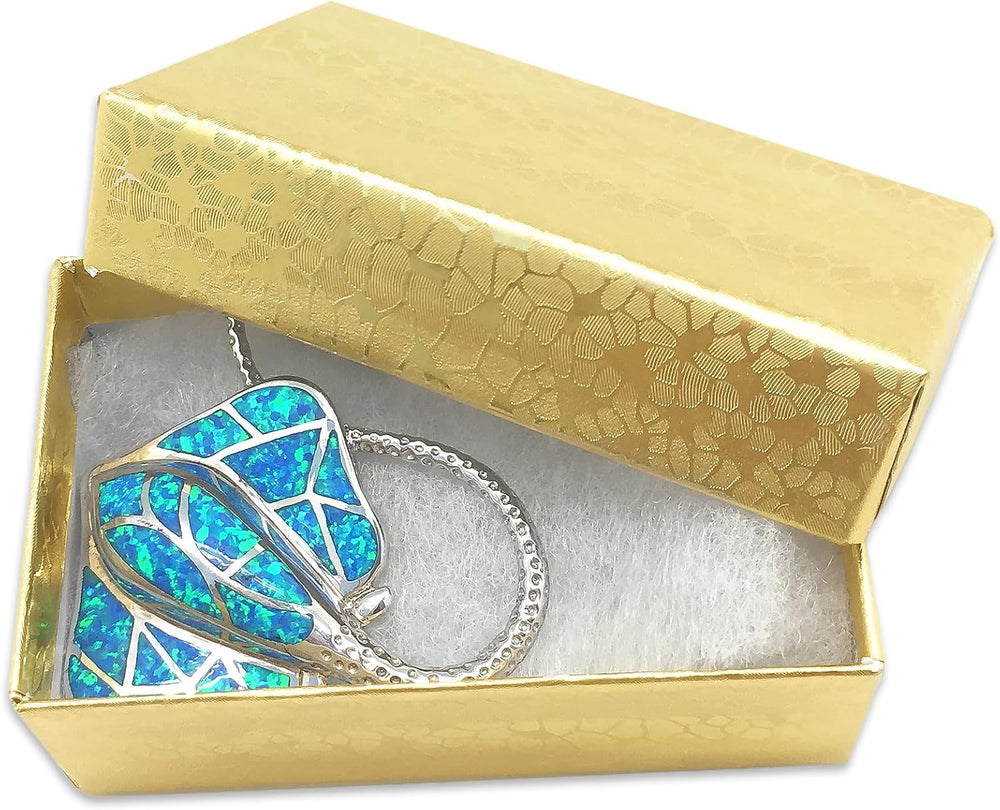 TheDisplayGuys 100 Cardboard Jewelry Gift Boxes with Inserts - Gold Foil