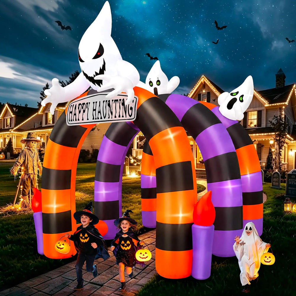 Kalolary 10FT Halloween Inflatable Arch Ghost Inflatable Tunnel with Candle