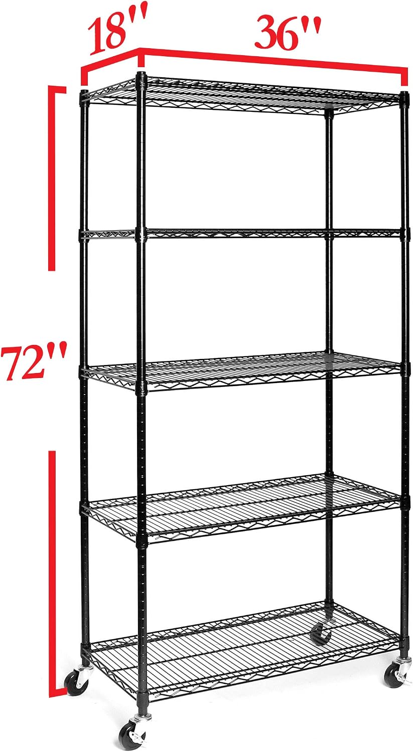 UltraDurable 5-Tier NSF Steel Wire Shelving, 36"W x 18"D x 75"...