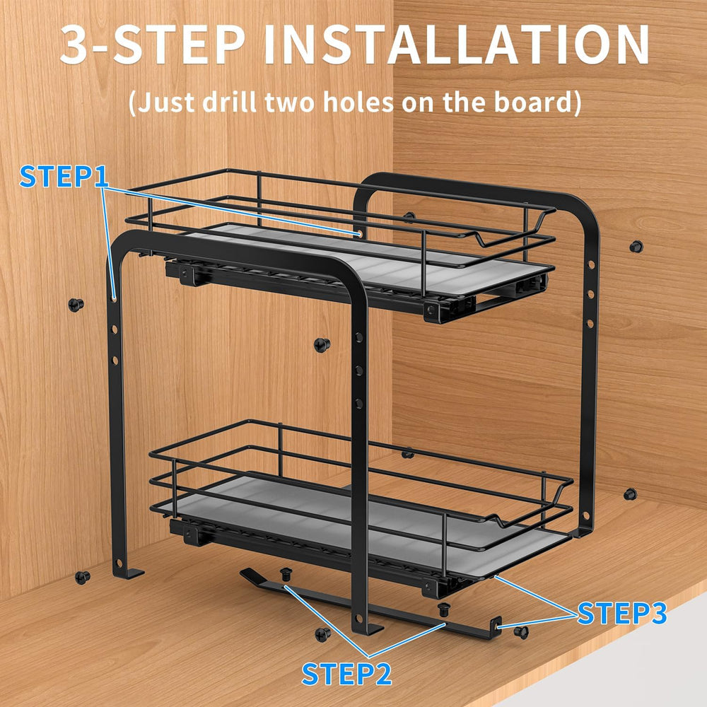 RCHYFEED 2 Tier Pull Out Spice Rack for Inside Cabinets,5.5" Wx10.5 Dx9.5 H