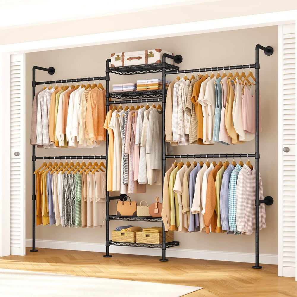 ULIFHOME M7 Wall-Mounted Clothes Rack, Heavy-Duty Garment Closet System