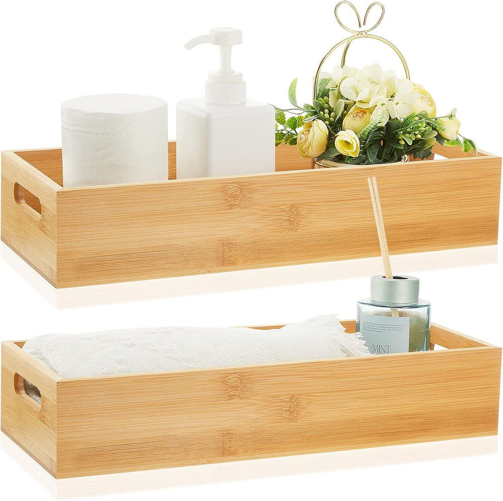 Maitys 2 Pcs Wood Toilet Paper Basket Bamboo Toilet Paper Tank Topper Wooden ...