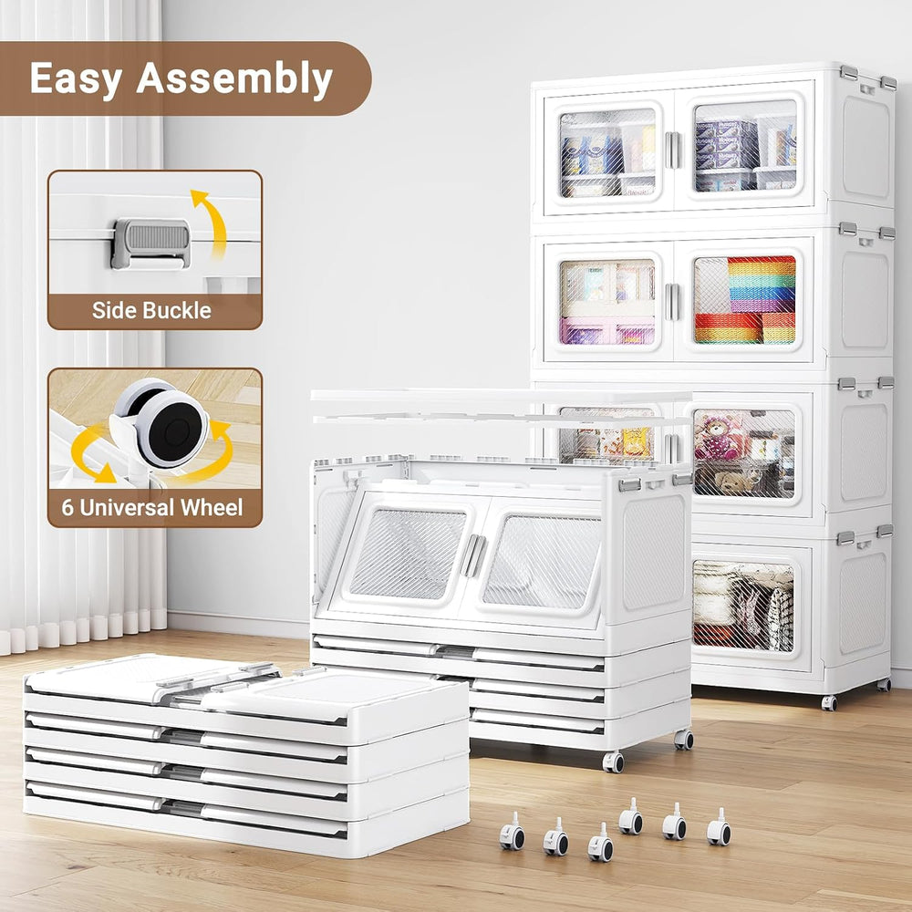 BROVIEW 450Gal Extra Large Stackable Storage Bins with Lids & Wheel,1800 ...