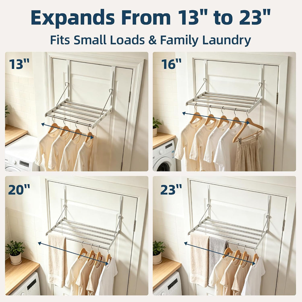 Over Door Clothes Drying Rack 13-23“ Adjustable Foldable Space Saving Black