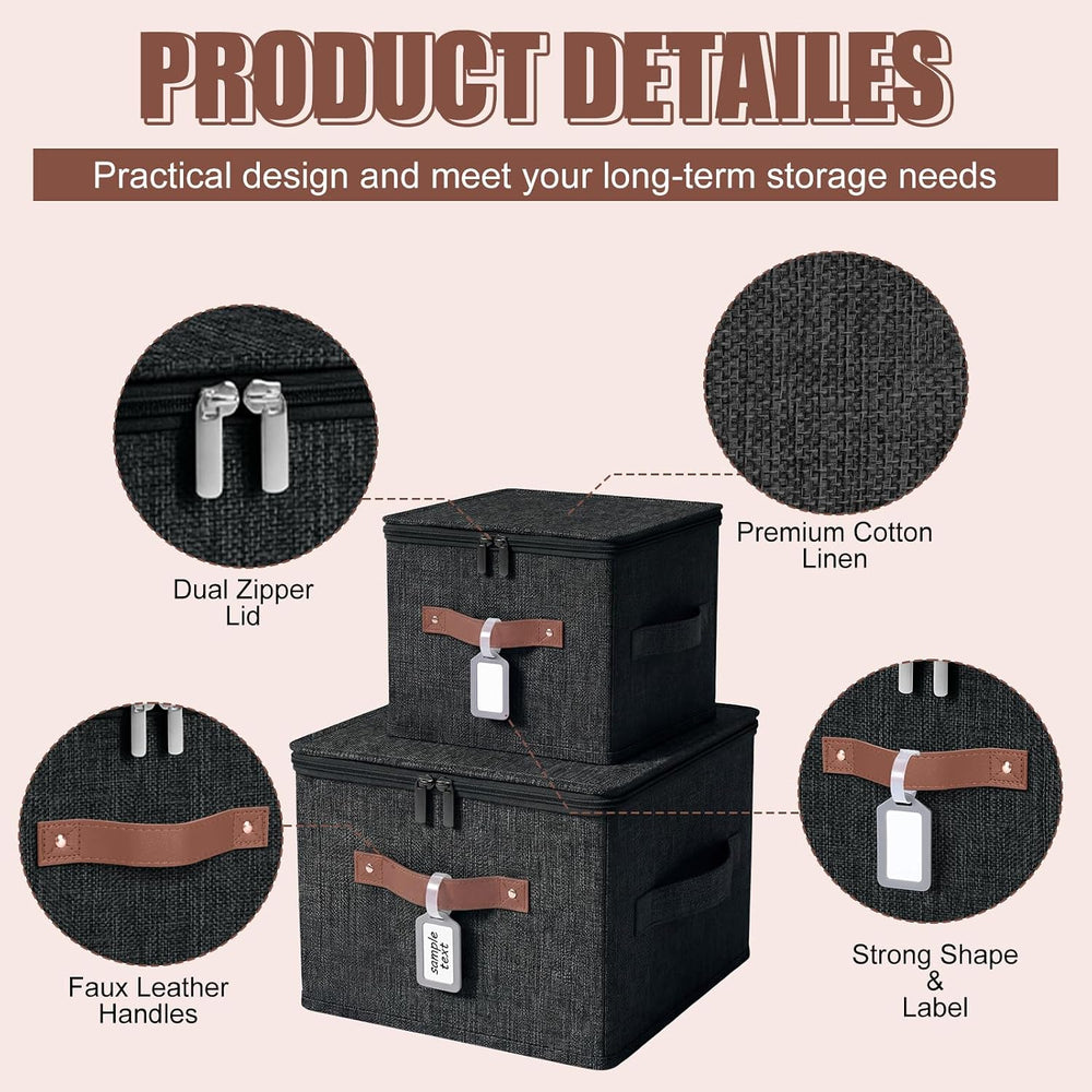 6 Pack Fabric Closet Storage Bins with Lids, 10×8×7 in, Black