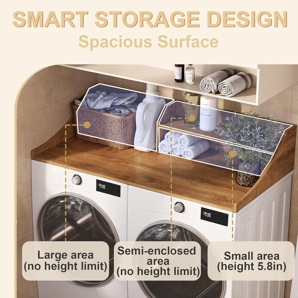 Washer and Dryer Countertop, 54'' Laundry Shelf Organizer Wood Dryer ...