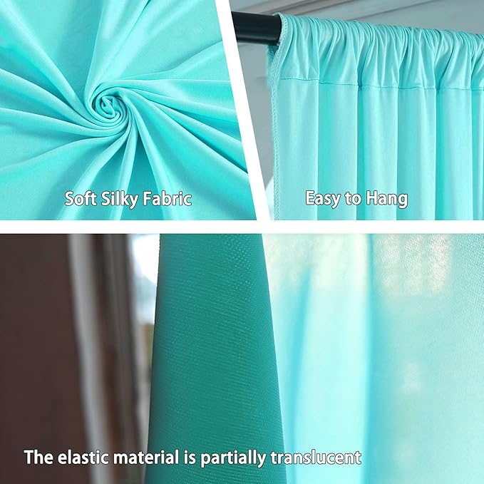 10 x 7 Feet Blue-Green Backdrop Curtain for Partie, Background Curtains for P...