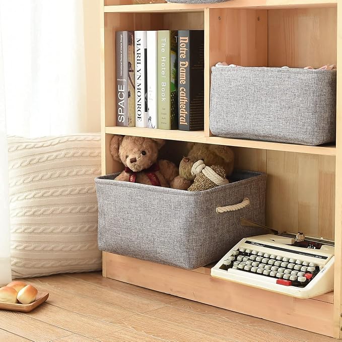 Storage Basket Fabric Sturdy Canvas Storage Bins Organizer