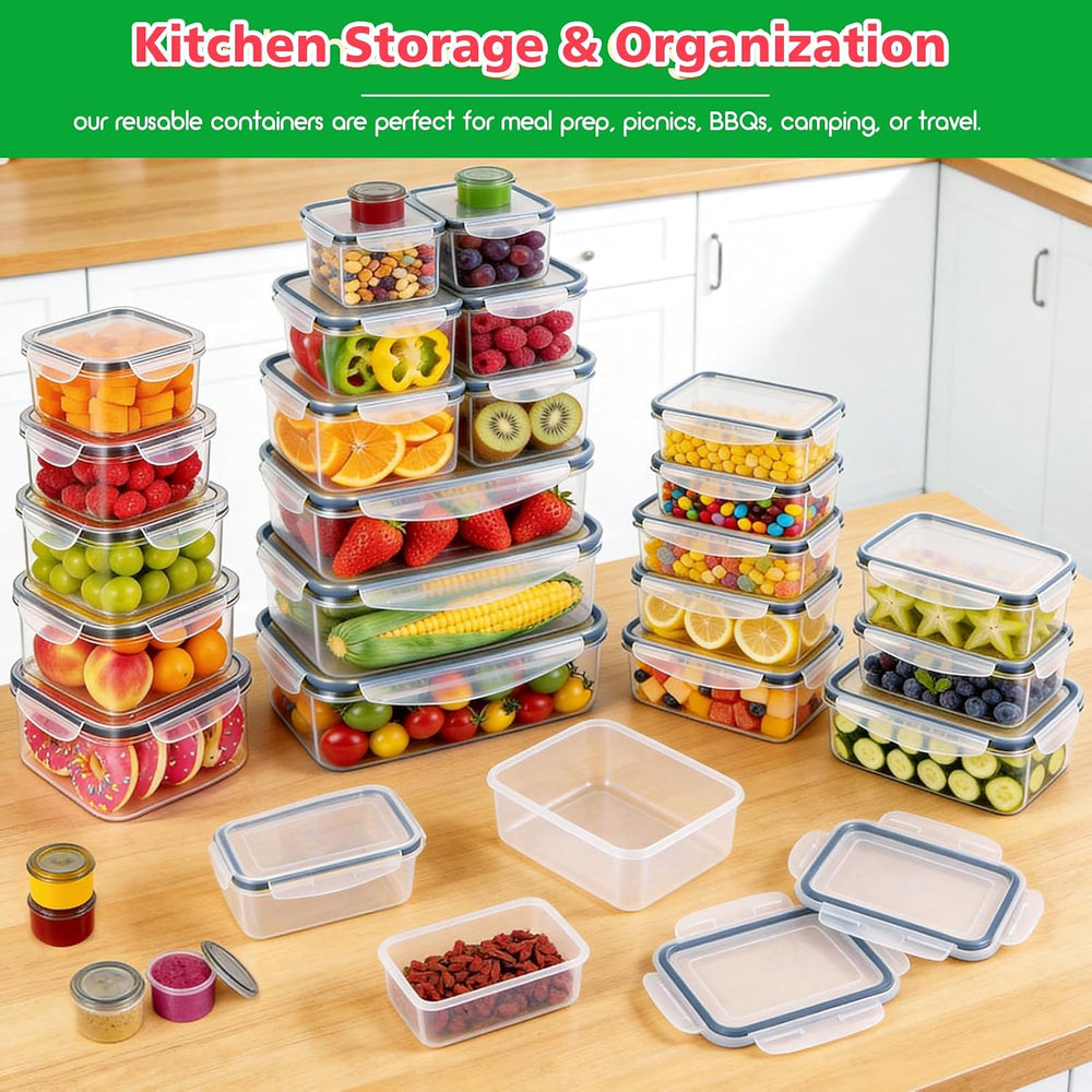 62PCS Thick Food Storage Containers with Airtight Lids for Meal Prep