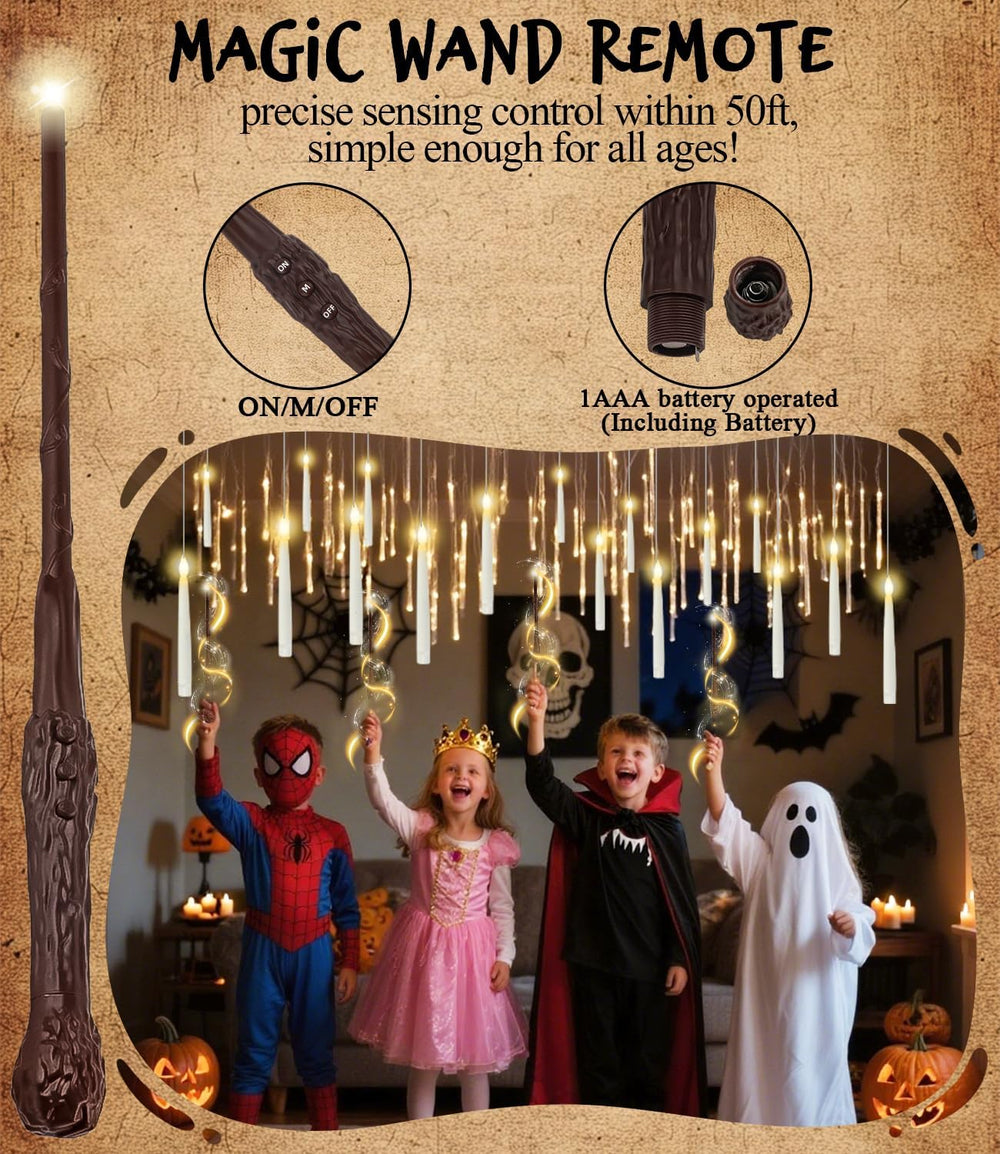 Christmas Decorations - 32pcs Floating Candles with Wand Magic Hanging Candle...