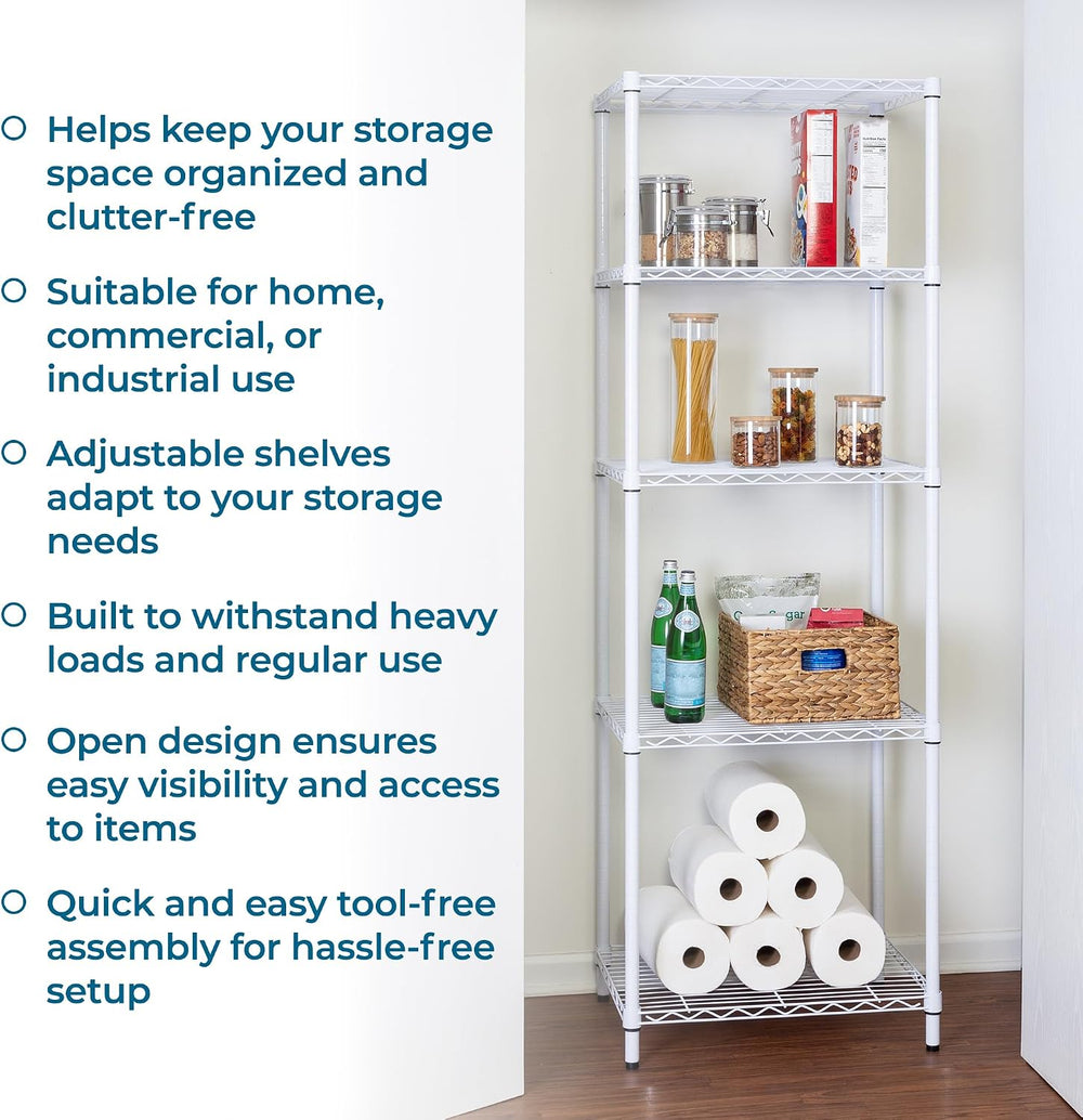 Honey-Can-Do 5-Tier Heavy Duty Adjustable Shelving Unit, 250-lb Per Shelf NSF...