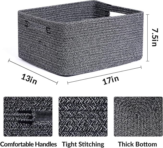 Large Storage Baskets for Organizing, Closet Shelf Baskets for Clothes Blanke...